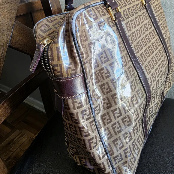 Fendi Tan and Brown Monogram Duffel Bag - Picture 4 of 9